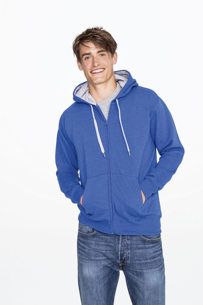 Толстовка мужская на молнии Soul Men 290 с контрастным капюшоном