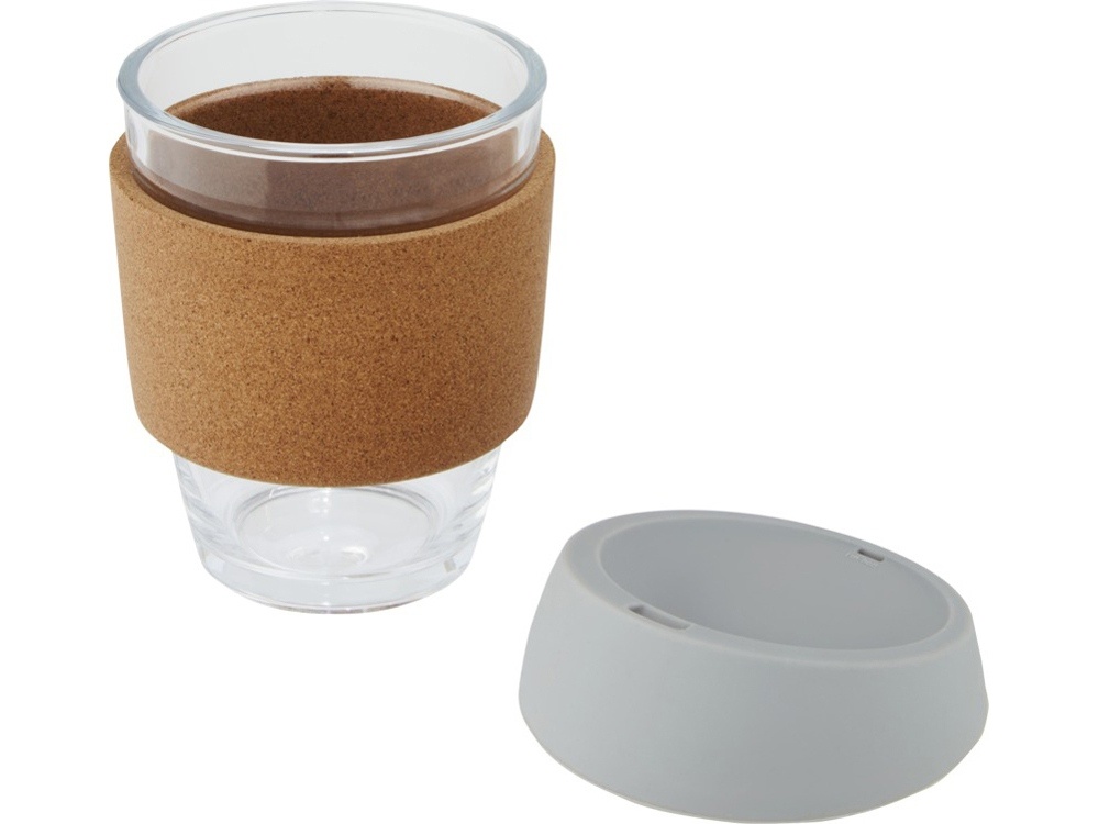 Стеклянный стакан с силиконовой крышкой и пробковой манжетой Lidan