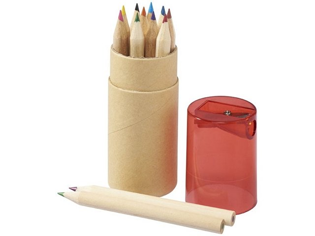 Набор карандашей "Cartoon" 12 единиц, натуральный/красный