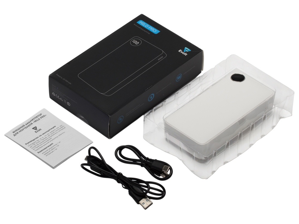 Внешний аккумулятор Mild Pro c быстрой зарядкой QC/PD, металлик soft-touch, 20 000 mAh