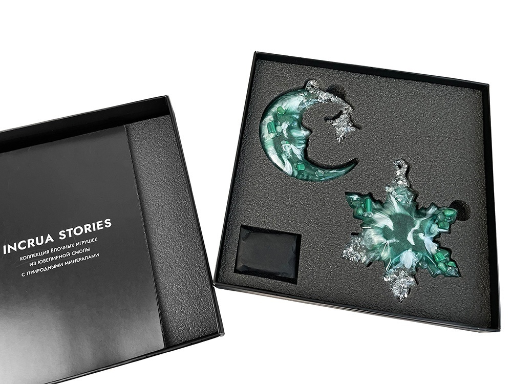 Набор елочных игрушек: Полумесяц, Снежинка